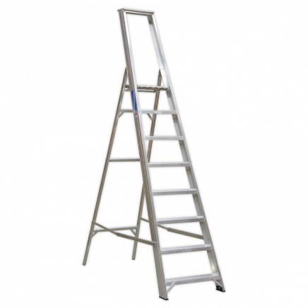 Aluminium Step Ladder 8-Tread Industrial BS 2037/1 AXL8