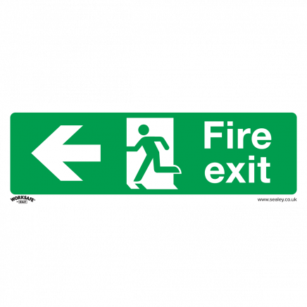 Safe Conditions Safety Sign - Fire Exit (Left) - Self-Adhesive Vinyl - Pack of 10 SS25V10