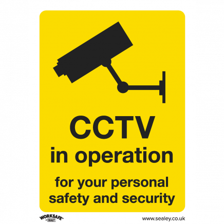Warning Safety Sign - CCTV - Self-Adhesive Vinyl - Pack of 10 SS40V10