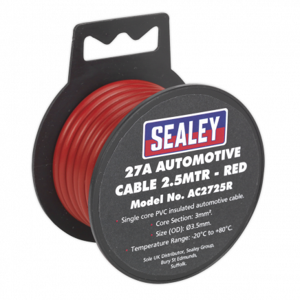 Automotive Cable Thick Wall 27A 2.5m Red AC2725R