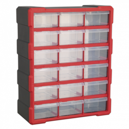 Cabinet Box 18 Drawer - Red/Black APDC18R