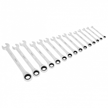 Combination Ratchet Spanner Set 15pc Metric S01247