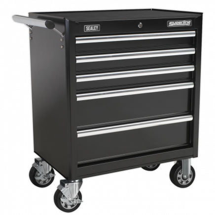 Rollcab 5 Drawer with Ball-Bearing Slides - Black AP33459B