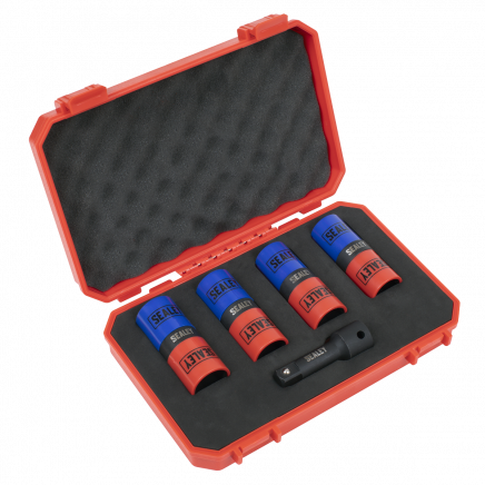 5pc Double Ended Impact Socket Set 1/2"Sq Drive Alloy Wheel 18.5 x 19.5, 19 x 21, 21 x 21.5, 22 x 22.5mm SX1820S