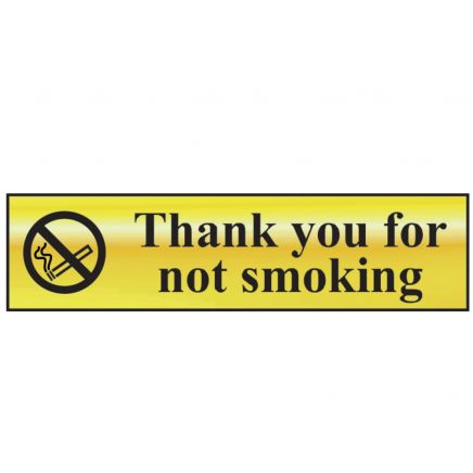 Thank You For Not Smoking - Polished Brass Effect 200 x 50mm SCA6001