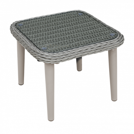 Dellonda Buxton Rattan Wicker Outdoor Coffee Table with Clear Tempered Glass Top, Grey DG75