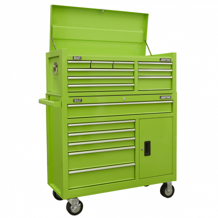 Topchest & Rollcab Combination 15 Drawer with Ball-Bearing Slides - Green AP41STACKHV