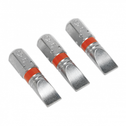 Power Tool Bit Slotted 6mm Colour-Coded S2 25mm Pack of 3