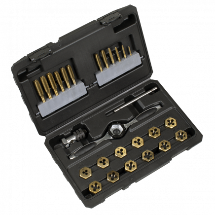 Titanium Coated Hexagonal Tap & Die Set 26pc AK3026